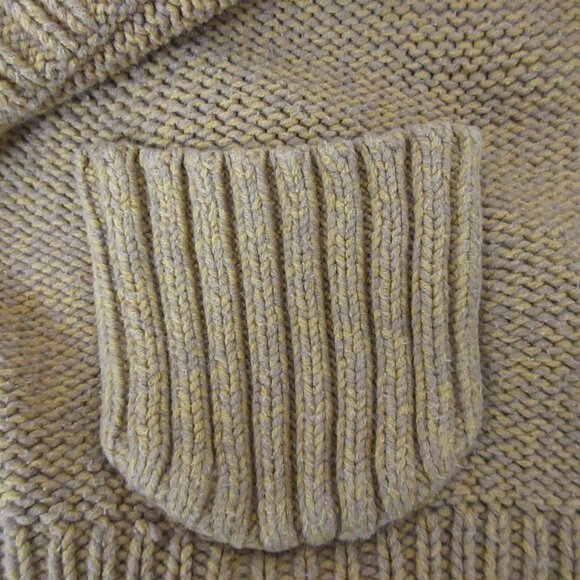 Apt 9 Sweater Sz Medium Open Front Gold Cable Knit High Fold-down Collar Button - Picture 6 of 7